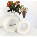 Kit 2 Vasos Nórdicos Modernos Donut em Cerâmica Branca fosca Decoração Decorativo Interior Design