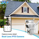 Câmera De Segurança Lente Dupla ICSEE IP66 Wi-Fi 360° Sensor Movimento Visão Noturna 2 em 1 Fixa + Giratória