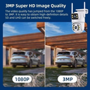 Câmera De Segurança Lente Dupla ICSEE IP66 Wi-Fi 360° Sensor Movimento Visão Noturna 2 em 1 Fixa + Giratória