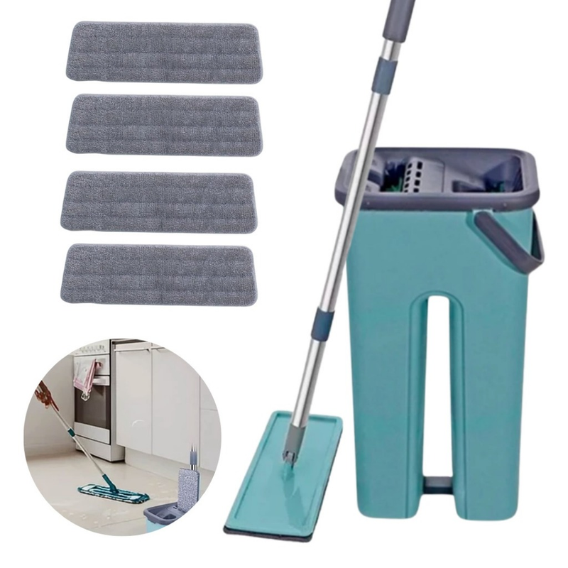 Rodo Mágico - Mop Flat Giratório com Balde 5L e 2 Refis | Villare Beleza