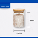 Kit 12 Potes de Vidro 200ml com Tampa de Bambu Hermético Mantimentos Condimentos Empilhaveis