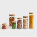 Kit 6 Potes de Vidro Herméticos com Tampa de Bambu | Villare Beleza