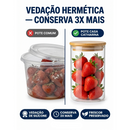 Kit Completo 6 Pote de Vidro Hermetico Tampa Madeira Bambu Organizador de Cozinha