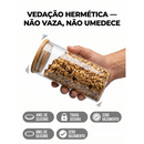 Kit 6 Potes de Vidro Herméticos com Tampa de Bambu | Villare Beleza