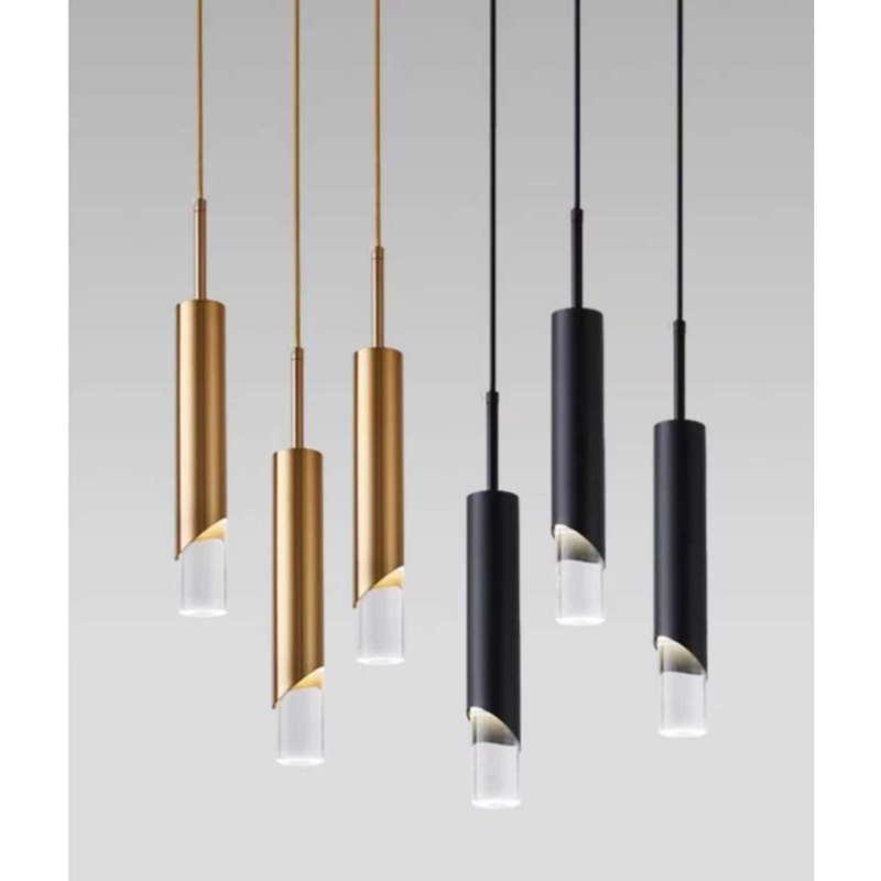 Pendente LED Tubular Dourado 5W 3 Cores de Luz | Villare Beleza
