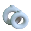 Kit 2 Vasos Nórdicos Modernos Donut em Cerâmica Branca fosca Decoração Decorativo Interior Design