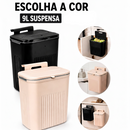 Lixeira Suspensa com Suporte Adesivo e Alça de Pendular 9 Litros Com Tampa Cozinha Sala Banheiro